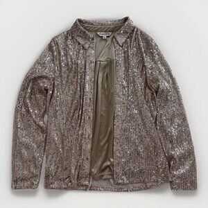 Nanette Lepore Sequin Jacket Blouse Top Women's Small Gold Sequins Lined